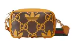 GUCCI Adidas Originals Collaboration Leather Shoulder Bag, Crossbody Bag Small Men's Brown/Yellow