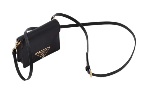 PRADA Cow Leather Shoulder Bag, Crossbody Bag, Card Holder Regular Women's Black