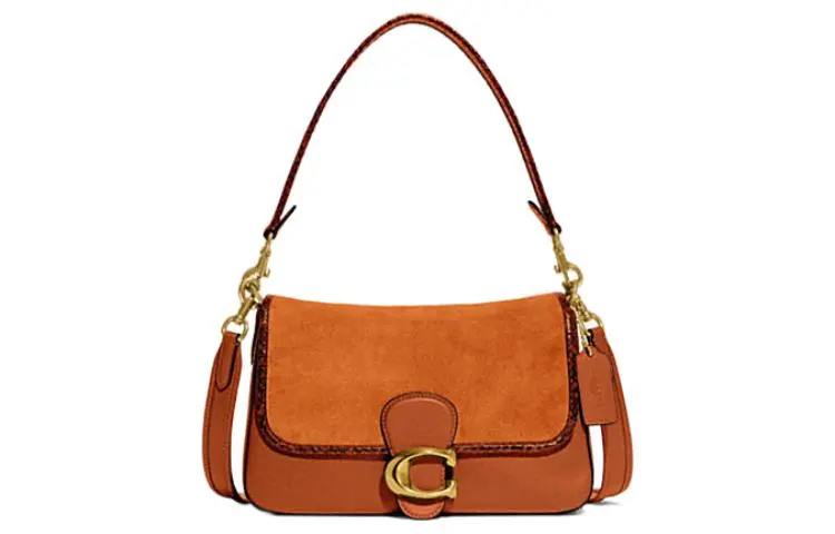 COACH Tabby Leather With Suede With Snake Skin Handbag, Shoulder Bag Women's Brown