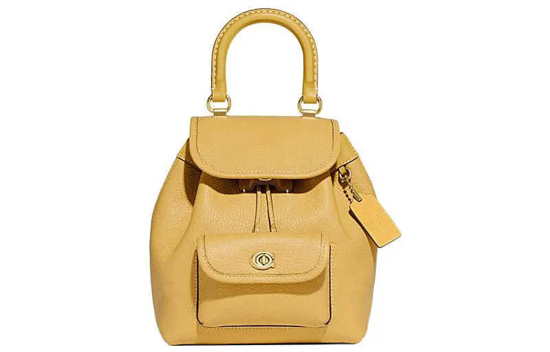 COACH Riya Cow Leather Backpack Medium Women's Yellow