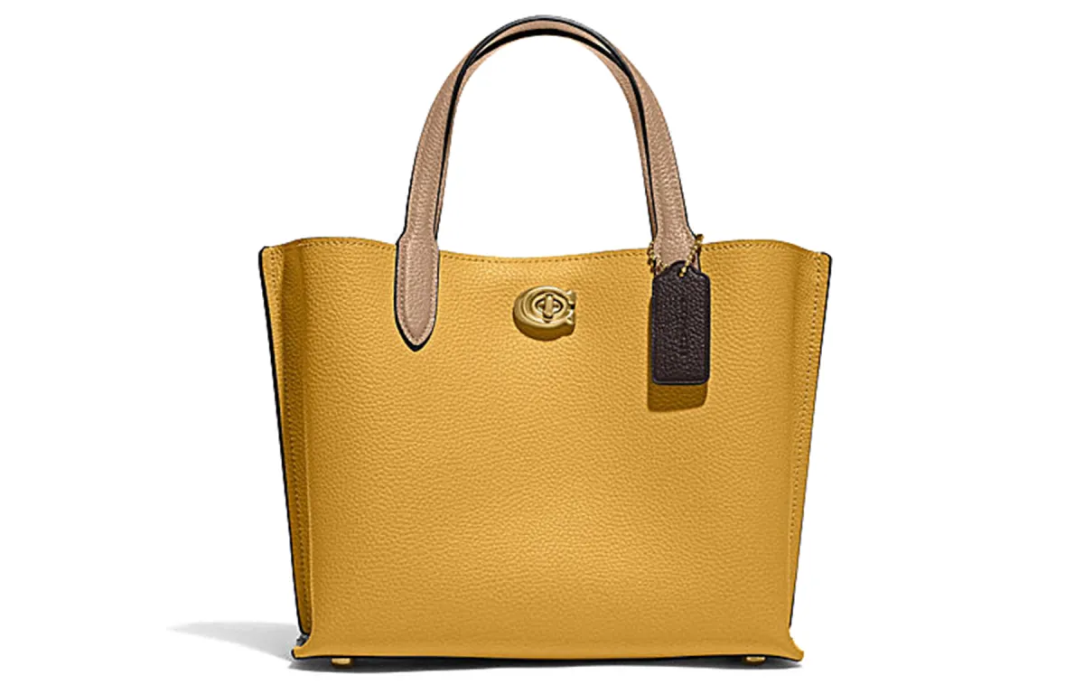 COACH Willow Cow Leather Tote Bag, Shopping Bag, One Shoulder Bag Handbags Medium Women's Yellow