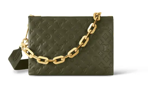 LOUIS VUITTON Coussin Lambskin Crossbody Bag, Shoulder Bag Medium Women's Khaki