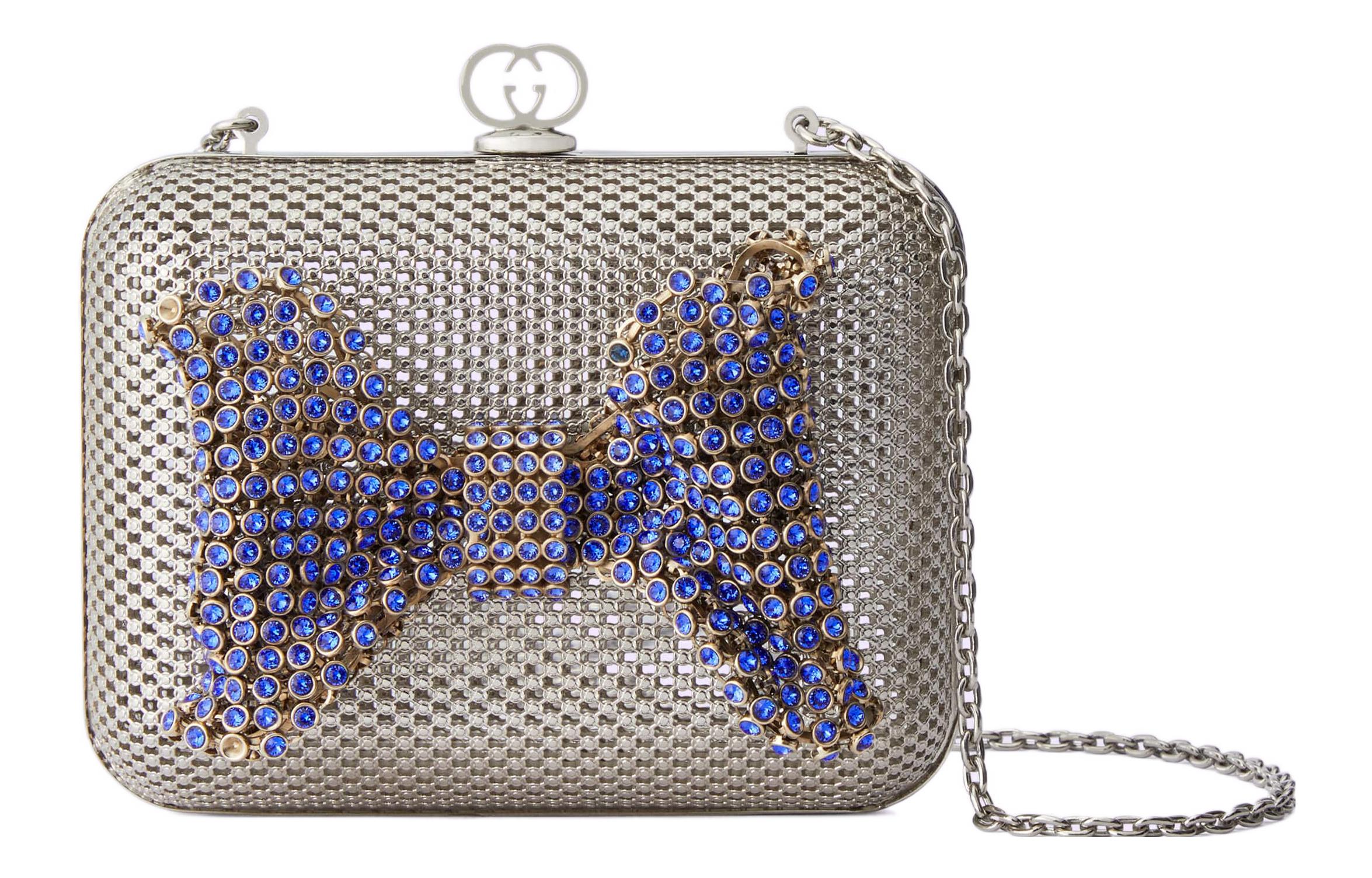 GUCCI Metal Shoulder Bag Clutch Regular Women's Silver