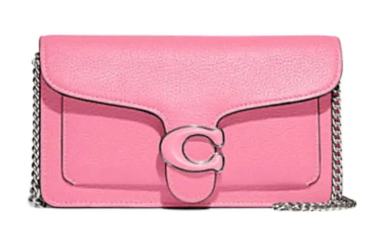 COACH Tabby Pebbled Leather One Shoulder Crossbody Clutch Small Women's Pink