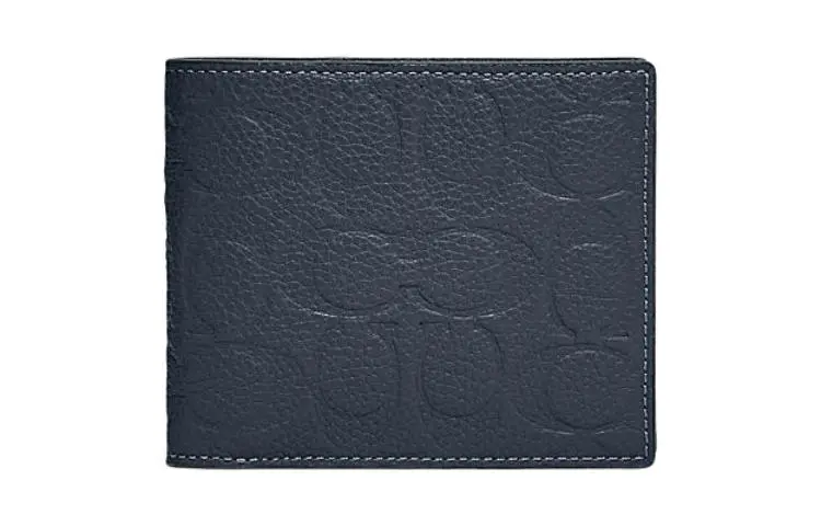 COACH 3 IN 1 Wallet Cow Leather Card Holder, Wallet Women's Dark Blue