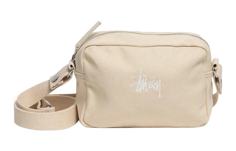 Stussy Cotton Shoulder Bag, Crossbody Bag Regular Unisex Ecru