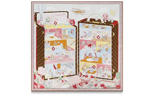 LOUIS VUITTON Silk Scarf Women's Brown