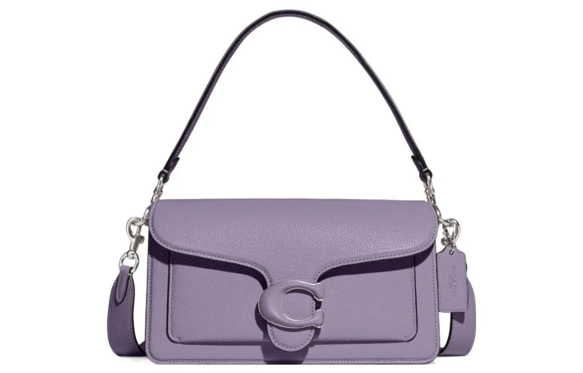 COACH Tabby Pebble Texture Cow Leather Portable Crossbody Bag, Shoulder Bag Women's Purple