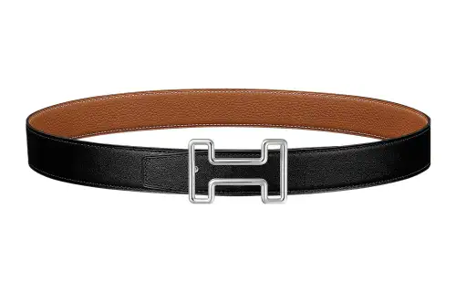 HERMES Togo Cow Leather Belts Men's Width 3.2cm