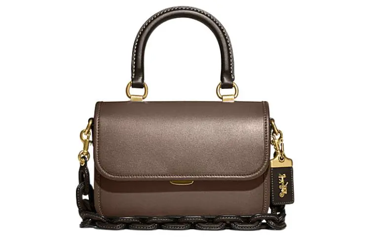 COACH Rogue Cow Leather Shoulder Bag, Crossbody Bag, Handbag Small Women's Dark Brown