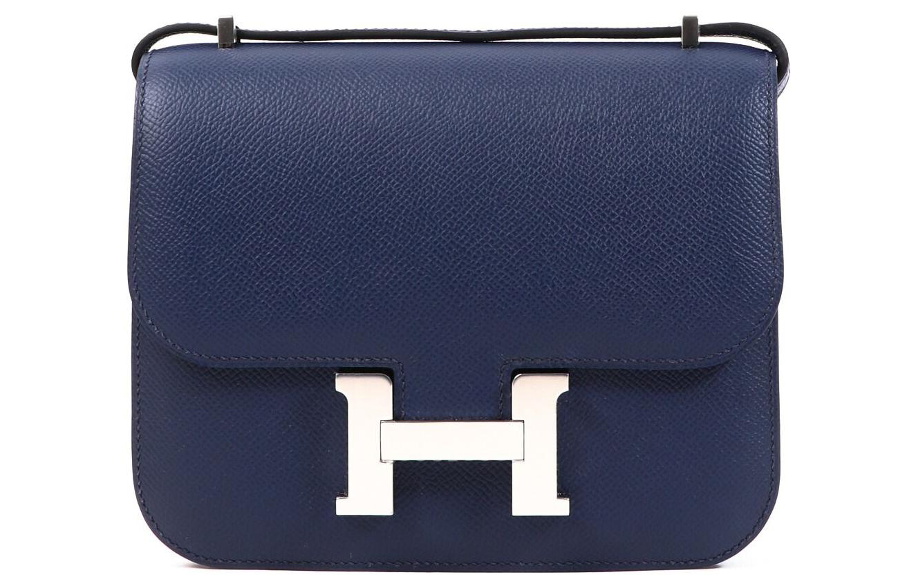 HERMES Hermès Constance 19 silver buckle Epsom leather crossbody shoulder bag 19 women's 73 Bleu Saphir sapphire blue