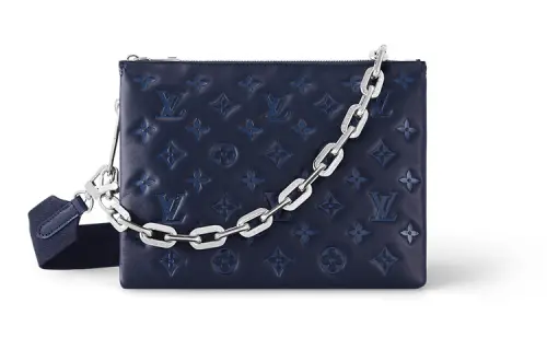 LOUIS VUITTON Coussin Lambskin Chain Bag, Crossbody Bag, Shoulder Bag Small Women's Ocean Blue