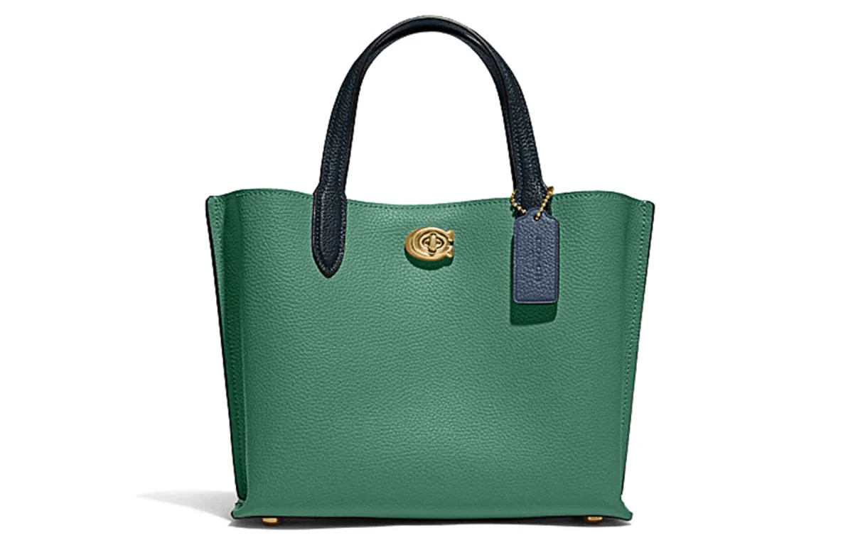 COACH Willow Split Cow Leather Tote Bag, Shopping Bag, Shoulder Bag, Crossbody Bag, Handbag Medium Women's Green