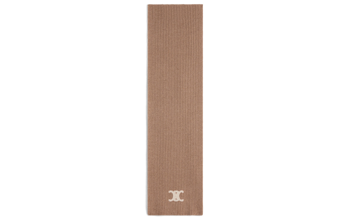 CELINE Wool Cashmere Knit Scarf Women's Brown