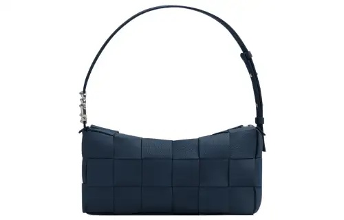 Bottega Veneta Plaid Grain Calfskin Handbag, Shoulder Bag Women's Blue