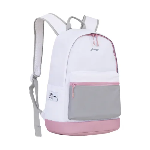 Li Ning Sports Life Collection Large Capacity Polyester Backpack Regular Unisex Pink White