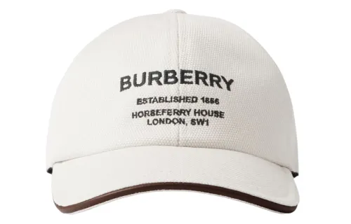 Burberry Horseferry Cotton Sheepskin Baseball Caps Men's White