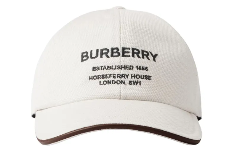 Burberry Horseferry Cotton Sheepskin Baseball Caps Men's White