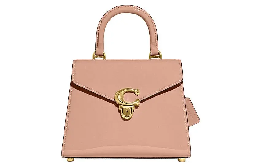 COACH Top Handle Cow Leather Handbags Medium Women's Pink