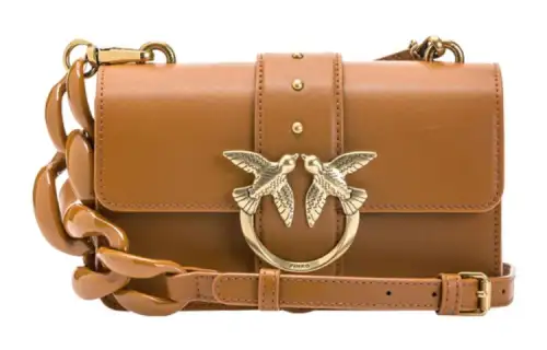 PINKO Cow Leather Bird Bag, Swallow Bag, Shoulder Bag, Crossbody Bag Mini Women's Brown