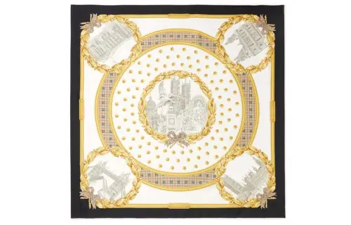 【Previous Season】monuments-print silk scarf