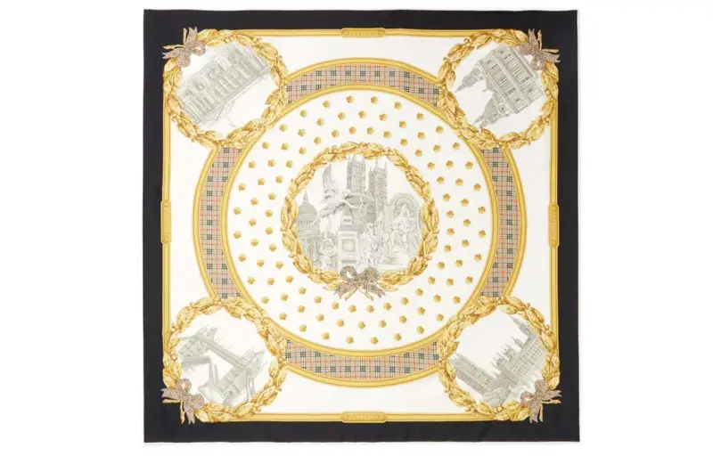 【Previous Season】monuments-print silk scarf