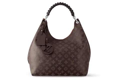 LOUIS VUITTON Mahina Perforated Calfskin Handbag, Shoulder Bag Women's Dark Brown