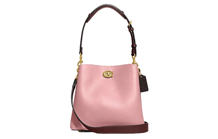 COACH Willow Pebble Grain Leather Shoulder Bags Small Women's Pink