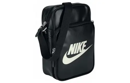 Nike Heritage Leather Shoulder Bag, Crossbody Bag Regular Unisex Black