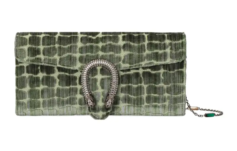 GUCCI Dionysus Velvet Jacquard Fabric Crossbody Bag, Shoulder Bag Women's Green