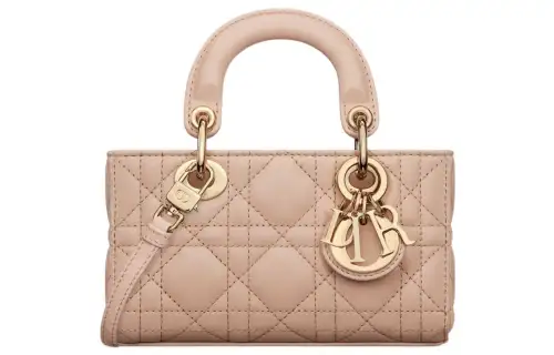 DIOR Lady D JOY Sheepskin Handbag Shoulder Bag, Crossbody Bag, Handbag Extra Mini Women's Sand Pink