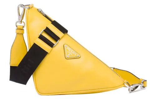 PRADA Triangle Leather Crossbody Bag, Shoulder Bag Men's Yellow