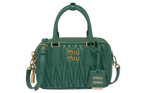 MIU MIU Leather Shoulder Bag, Crossbody Bag, Handbag Small Women's Green