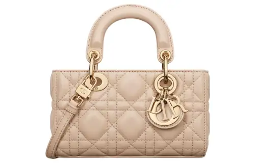 DIOR Lady D JOY Wicker Pattern Sheepskin Handbag Shoulder Bag, Crossbody Bag, Handbag Extra Mini Women's Beige