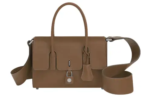HERMES New Drag 22 Silver Tone Buckle Evercolor Leather Crossbody Handbag Women's D0 Beige Weimar Dog Beige