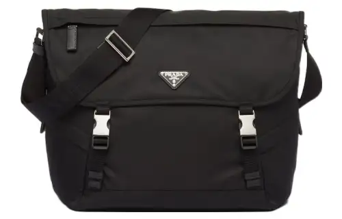 PRADA Fabric Messenger Bag, Crossbody Bag, Shoulder Bag Men's Black