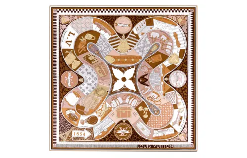 LOUIS VUITTON Louise Silk Scarf Women's Brown
