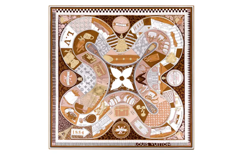 LOUIS VUITTON Louise Silk Scarf Women's Brown