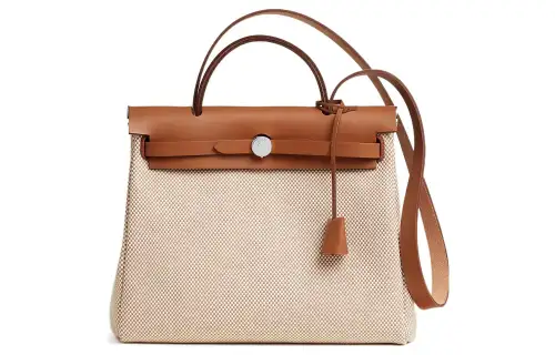 HERMES Herbag Zip Criss Viking Canvas With Hunter Cow Leather Shoulder Bag, Crossbody Bag, Handbag 31 Unisex