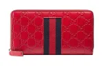 GUCCI Canvas With Leather Wallet Men's Red