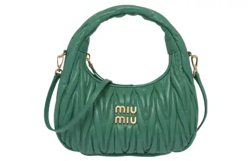 MIU MIU Wander Sheepskin Hobo Bag, Shoulder Bag, Handbag Women's Green