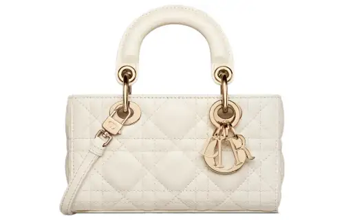 DIOR Lady D Joy Sheepskin Handbag Extra Mini Women's White