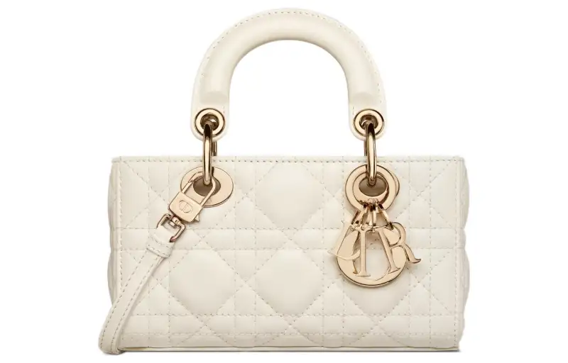 DIOR Lady D Joy Sheepskin Handbag Extra Mini Women's White