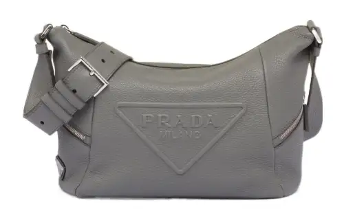 PRADA Leather Crossbody Bag, Shoulder Bag Men's Gray