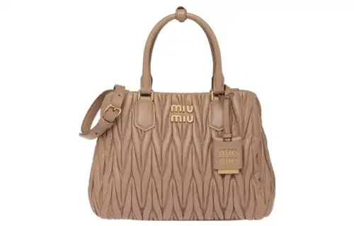 MIU MIU Nappa Leather Shoulder Bag, Crossbody Bag, Handbag Women's Beige