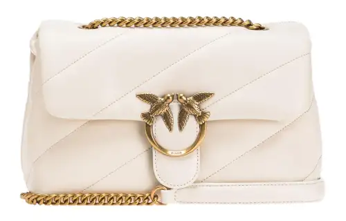 PINKO Puff Sheepskin Crossbody Bag, Shoulder Bag Women's White