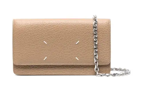 Maison Margiela Calfskin Crossbody Chain Wallet Women's Sand Yellow