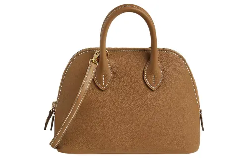 HERMES Bolide Evercolor Leather Handbag Mini Women's 37 Gold