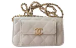 CHANEL 22P Grain Embossed Cow Leather Shoulder Bag, Crossbody Bag Mini Women's White