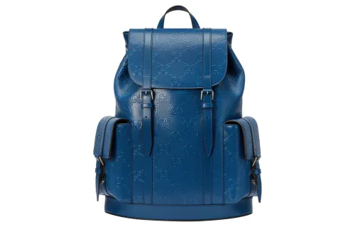 GUCCI Leather Backpack Men's Blue
